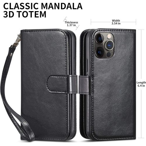  [아마존베스트]CASEOWL Wallet Case Compatible foriPhone 12 Pro Max, Case WalletMagnetic Detachable2 in 1 Folio Leatherwith 9 Card Slots, Hand StrapCompatible with iPhone 12 Pro Max 6.7