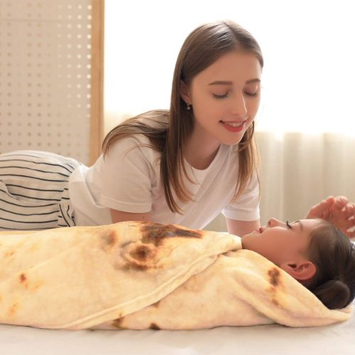  [아마존 핫딜] [아마존핫딜]CASOFU Burritos Blanket, Burritos Tortilla Blanket, Food Flour Tortilla Throw Blankets, Soft and Comfortable Giant Round Taco Blanket for Kids. (Burrito-G, 60 inches)