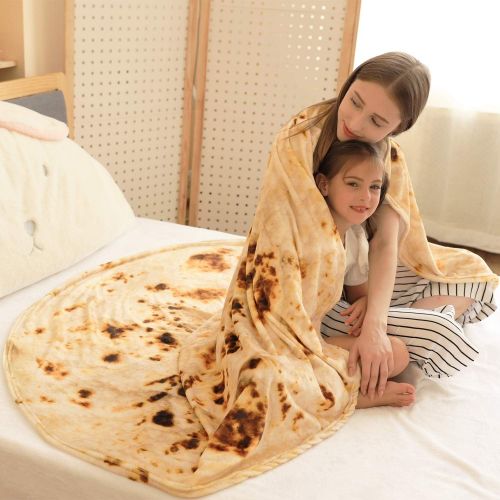  [아마존 핫딜] [아마존핫딜]CASOFU Burritos Blanket, Burritos Tortilla Blanket, Food Flour Tortilla Throw Blankets, Soft and Comfortable Giant Round Taco Blanket for Kids. (Burrito-G, 60 inches)