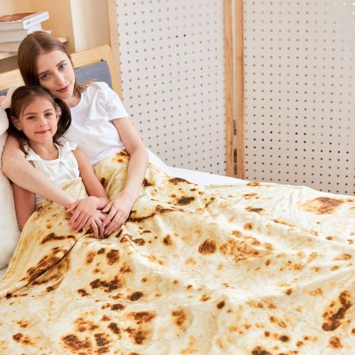  [아마존 핫딜] [아마존핫딜]CASOFU Burritos Blanket, Burritos Tortilla Blanket, Food Flour Tortilla Throw Blankets, Soft and Comfortable Giant Round Taco Blanket for Kids. (Burrito-G, 60 inches)