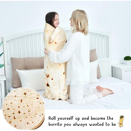  [아마존베스트]CASOFU Burritos Blanket, Double Sided Giant Flour Tortilla Throw Blanket, Novelty Tortilla Blanket for Your Family, 285 GSM Soft and Comfortable Flannel Taco Blanket for Adults. (B