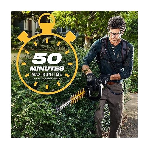  Cat DG620 60V 25” Brushless 2-Speed Backpack Hedge Trimmer Cordless, Shrub Trimmer with Rotating Rear Handle, Lightweight Bush Trimmer Cordless - Battery & Charger Included