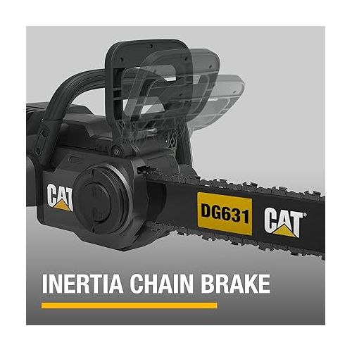  Caterpillar DG631 60V Brushless 18” Chainsaw, Battery Chainsaw with Chain Brake for Safety, Electric Chainsaw Cordless with Tool-Free Chain Tensioning - Battery & Charger Included