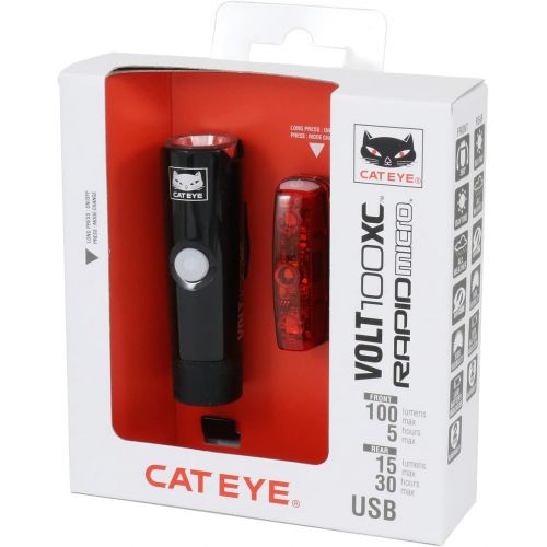  CAT EYE Volt 100 XC Rechargeable Headlight and Rapid Micro Rear Bike Light