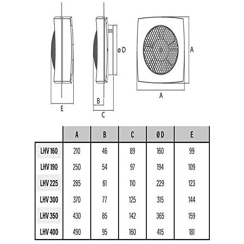  [아마존베스트]CATA LHV-190 Axial Wall / Window Ventilator / Fan Elegant Design High-Quality Performance 700 m³/h 190 mm