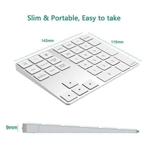  [아마존베스트]Cateck Bluetooth Numeric Keypad 34 Keys NumPad Wireless Number Keyboard Rechargeable Numeric Keyboard for Computer Laptop Tablet iPad Compatible with MacBook Windows Surface Pro