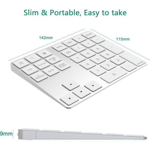  [아마존베스트]Cateck Bluetooth Numeric Keypad 34 Keys NumPad Wireless Number Keyboard Rechargeable Numeric Keyboard for Computer Laptop Tablet iPad Compatible with MacBook Windows Surface Pro