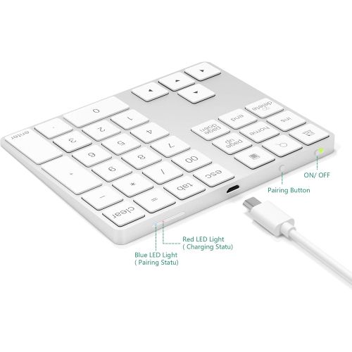  [아마존베스트]Cateck Bluetooth Numeric Keypad 34 Keys NumPad Wireless Number Keyboard Rechargeable Numeric Keyboard for Computer Laptop Tablet iPad Compatible with MacBook Windows Surface Pro