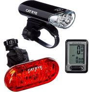 CATEYE, Go Kit Wired with HL-EL135 Headlight, Velo 7 Cycle Computer, and Omni 3 Rear Bike Light