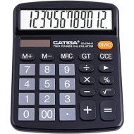 CATIGA 12 Digits Desktop Calculator with Large LCD Display and Sensitive Button, Dual Solar Power and Battery, Standard Function for Office, Home, School, CD-2786