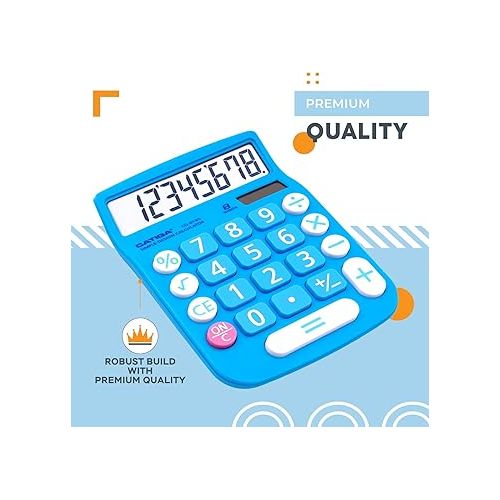  CATIGA Desktop Calculator 8 Digit with Solar Power and LCD Display, Big Buttons, for Home, Office, School, Class and Business, 4 Function Small Basic Calculators for Desk, CD-8185