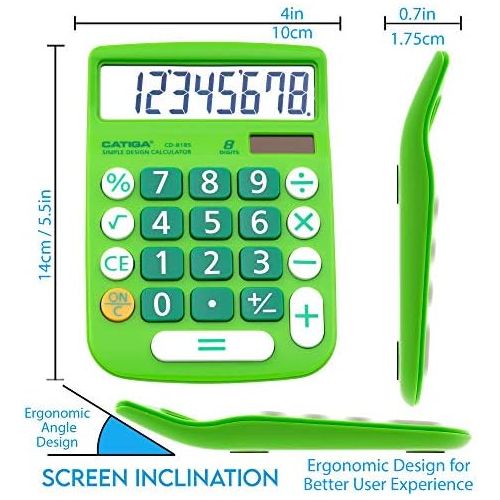  CATIGA CD 8185 Office and Home Style Calculator 8 Digit LCD Display Suitable for Desk and On The Move use. (Green)