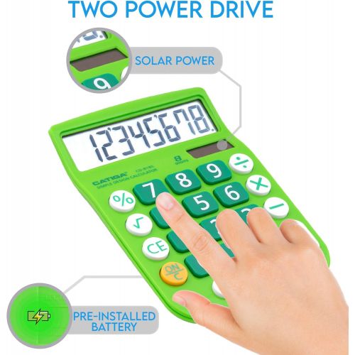  CATIGA CD 8185 Office and Home Style Calculator 8 Digit LCD Display Suitable for Desk and On The Move use. (Green)