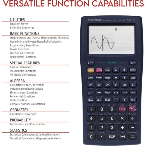  CATIGA CS 121 Scientific Calculator with Graphic Functions Multiple Modes with Intuitive Interface Perfect for Beginner and Advanced Courses, High School or College