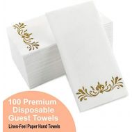 [아마존핫딜][아마존 핫딜] CAVEPOP Gold Dinner Napkins, Disposable Party Napkins, Paper Napkins Decorative, Linen Feel Disposable Hand Towels for Wedding, Guest Bathroom & More - White with Gold, 100 Pack, 8.25 x 4