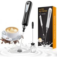 [아마존베스트]CAVN Electric Milk Frother with Double Whisk, USB Rechargeable, 2-in-1 Handheld Battery-Operated Milk Frother/Hand Mixer/Egg Whisk for Coffee, Latte, Cappuccino, Black