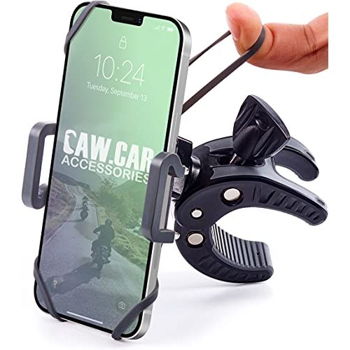  CAW.CAR Accessories Bike & Motorcycle Phone Mount - for iPhone 12 (11, Xr, SE, Max/Plus), Galaxy S20 or Any Cell Phone - Universal ATV, Mountain & Road Bicycle Handlebar Holder. +100 to Safeness & Com