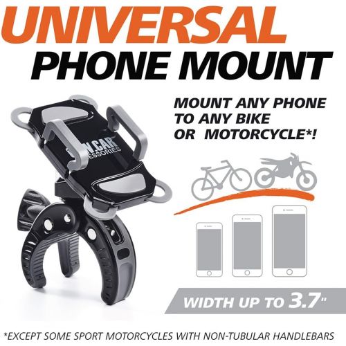  CAW.CAR Accessories Bike & Motorcycle Phone Mount - for iPhone 12 (11, Xr, SE, Max/Plus), Galaxy S20 or Any Cell Phone - Universal ATV, Mountain & Road Bicycle Handlebar Holder. +100 to Safeness & Com