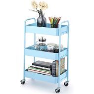 [아마존핫딜][아마존 핫딜] CAXXA 3-Tier Rolling Metal Storage Organizer - Mobile Utility Cart with Caster Wheels, Blue