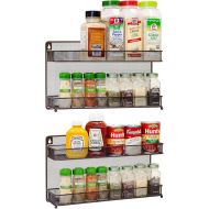 CAXXA 2 PK 2 Tier Mesh Kitchen Counter-top or Wall Mount Spice Rack Jars Storage Organizer, Bronze