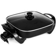 Caynel 12 x 12 Inch Nonstick Ceramic Electric Skillet with Glass Lid, Aluminum Body, 1400-Watts, Adjustable Temperature Controller Goes Up to 460 Degrees for Fry, Bake, Steam or Si