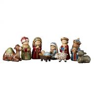 CB Childrens Play Christmas 9 Piece Indoor Complete Nativity Set with 4 Folk Style Bright and Colorful Kids Figurines Includes (Holy Family, Three Wise Men,Animals and Shepherd)