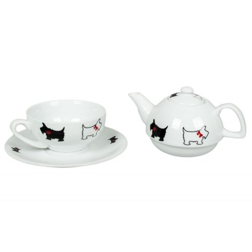  CBE Black and White Scottie Dogs Tea Pot for One