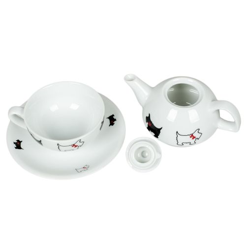  CBE Black and White Scottie Dogs Tea Pot for One