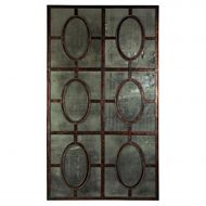 CC Home Furnishings 52 Large Dramatic Geometric Patterned Antiqued Iron Wall Mounted Mirror