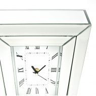 CC Home Furnishings 12” Silver Colored and White Rectangular Mirror Desk Clock