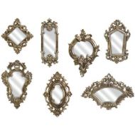 CC Home Furnishings Set of 7 Victorian Style Gold Metallic Ornate Wall Mirrors