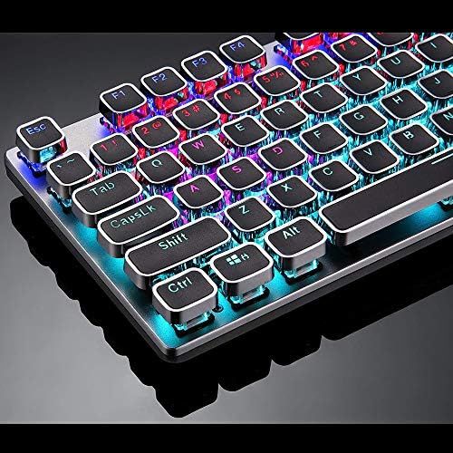  CC MALL Gaming Mechanical Keyboard, Metal Panel104 Anti-ghosting Keys,Brown Switches,Led Backlit,USB Wired, Wrist Rest,Good for Game and Office,for Computer PC Desktop Laptop(2088-Black)