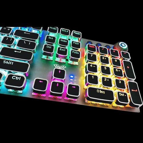  CC MALL Gaming Mechanical Keyboard, Metal Panel104 Anti-ghosting Keys,Brown Switches,Led Backlit,USB Wired, Wrist Rest,Good for Game and Office,for Computer PC Desktop Laptop(2088-Black)