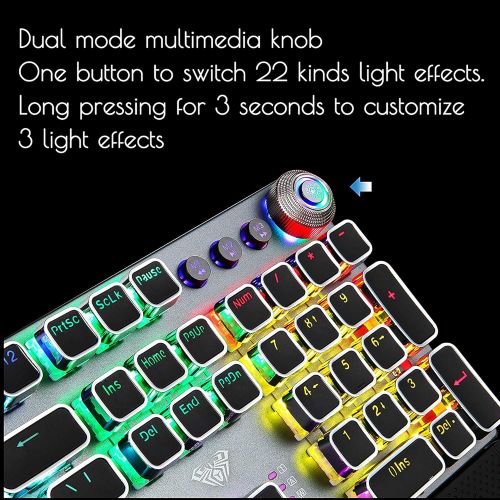  CC MALL Gaming Mechanical Keyboard, Metal Panel104 Anti-ghosting Keys,Brown Switches,Led Backlit,USB Wired, Wrist Rest,Good for Game and Office,for Computer PC Desktop Laptop(2088-Black)