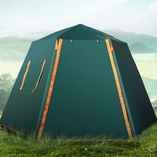  CC-tent Zelt Outdoor Automatik 3-5 Personen Camping Regendicht Verdickt Sechseckige Doppelschicht (Farbe: GRUEN)