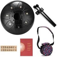 [아마존베스트]CCDZ New Style 6 Inch 7 Tone Steel Drums Mini Hand Pan Drums with Percussion Musical Instruments for Yoga Meditation 1.5 (Colour: Black)