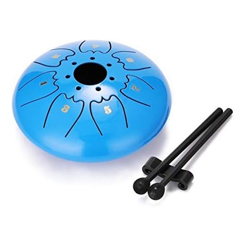  [아마존베스트]CCDZ New Style 6 Inch 7 Tone Steel Drums Mini Hand Pan Drums with Percussion Musical Instruments for Yoga Meditation 1.5 (Colour: Black)