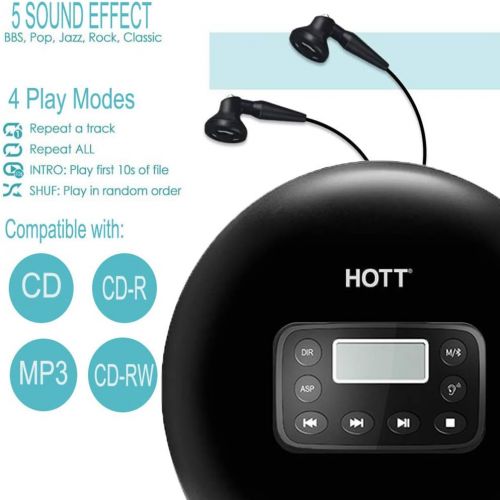  [아마존베스트]Rechargeable Portable CD Player,CCHKFEI Bluetooth Personal Compact CD Player with LED Display Anti-Shock & Skip Function Support MP3, CD, CD-R, CD-RW for Kids & Adults