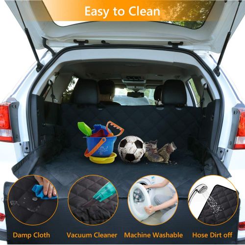  Pet Cargo Cover & Liner For Dog,CCJK Waterproof Machine Washable & Nonslip Backing with Free Pet Barrier Universal Fit for Cars SUV Trucks,Underside Grip,Durable,Large Back Seat Co