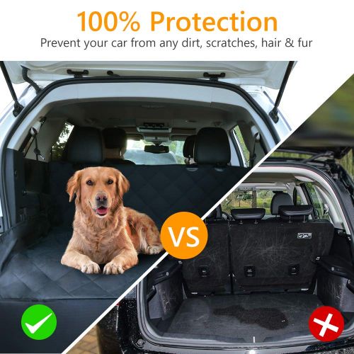  Pet Cargo Cover & Liner For Dog,CCJK Waterproof Machine Washable & Nonslip Backing with Free Pet Barrier Universal Fit for Cars SUV Trucks,Underside Grip,Durable,Large Back Seat Co