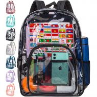 CCJPX Clear Backpack, Transparent Bookbag Heavy Duty See Through School Bag Stadium - Black