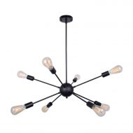 CCS 8-Light Sputnik Chandelier Black Ceiling Lighting Metal Industrial Vintage Pendant Lighting