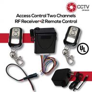 CCTVOnSales Access Control 2 Mini 433.92Mhz Wireless Fixed Code Remotes with Two Channels RF Receiver Momentary Switch, One DC Power Plug Female Connector and One 12VDC 2Amps UL Certified Powe