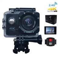 CCdo 4K Action Camera - Waterproof WiFi Sport Camera 16MP & 170° Wide Angle, 2.0 Screen, 98ft Underwater Diving DV Camcorder Video Record Camera with Remote Control & Mount Accesso