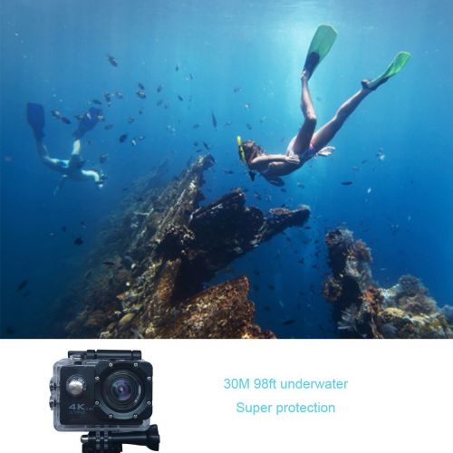  CCdo 4K Action Camera - Waterproof WiFi Sport Camera 16MP & 170° Wide Angle, 2.0 Screen, 98ft Underwater Diving DV Camcorder Video Record Camera with Remote Control & Mount Accesso