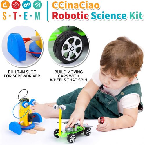  [아마존베스트]CCinaCiao Robotic Science Kits, DC Motors Electronic Assembly Kit, DIY Solar Car Kits, STEM Kits for Boys and Girls, Kids Science Experiment Kits(2 Kits)