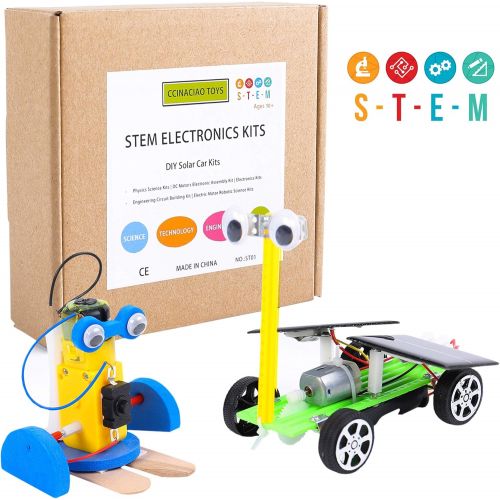  [아마존베스트]CCinaCiao Robotic Science Kits, DC Motors Electronic Assembly Kit, DIY Solar Car Kits, STEM Kits for Boys and Girls, Kids Science Experiment Kits(2 Kits)