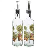 CEDAR HOME Olive Oil Bottle Set Glass Dispenser Vinegar Cruet 9oz. with Stainless Steel Leak Proof Pourer Spout for Cooking or Salad, Vegetables