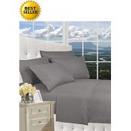 CELINE LINEN Celine Linen Luxury Silky-Soft 1500 Series Wrinkle-Free 4-Piece Bed Sheet Set, Deep Pocket up to 16 inch, King Gray