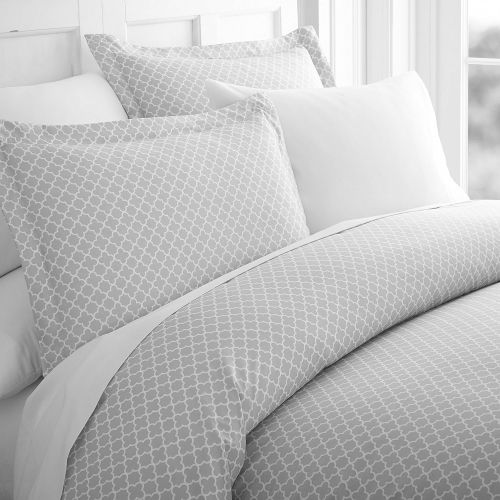 CELINE LINEN Luxury Silky Soft Coziest 1500 Thread Count Egyptian Quality 4-Piece Bed Sheet Set | |Quatrefoil Pattern| Wrinkle Free, 100% Hypoallergenic, Queen, Grey